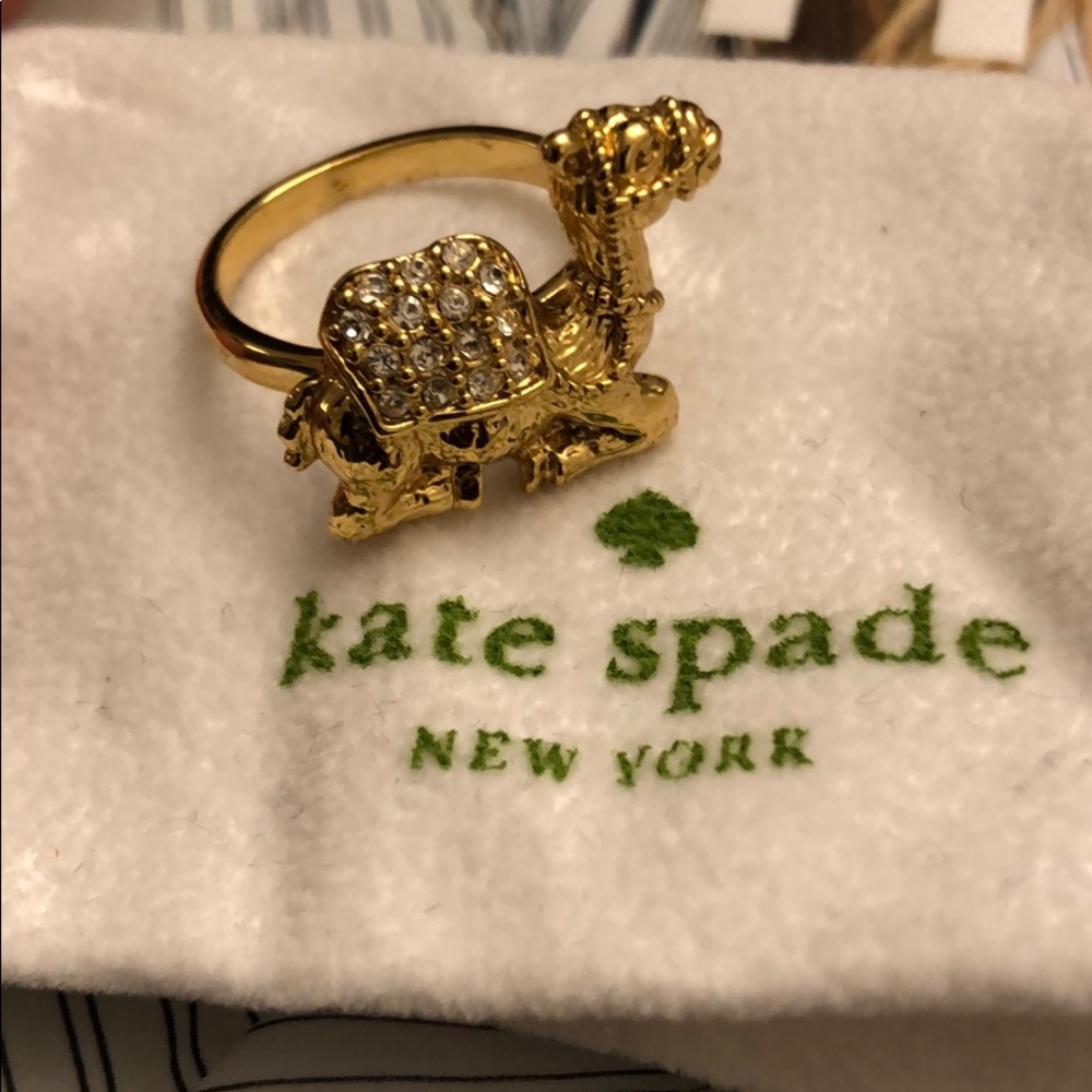 Kate Spade gold pavé camel ring, size 7